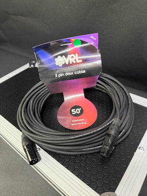 Elite Core's VRL Shielded 3-Pin DMX Cable - 50' - Black
