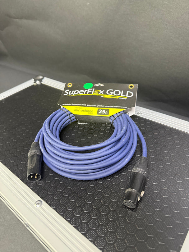 SuperFlex GOLD XLR Mic Cable, 25 ft, Navy