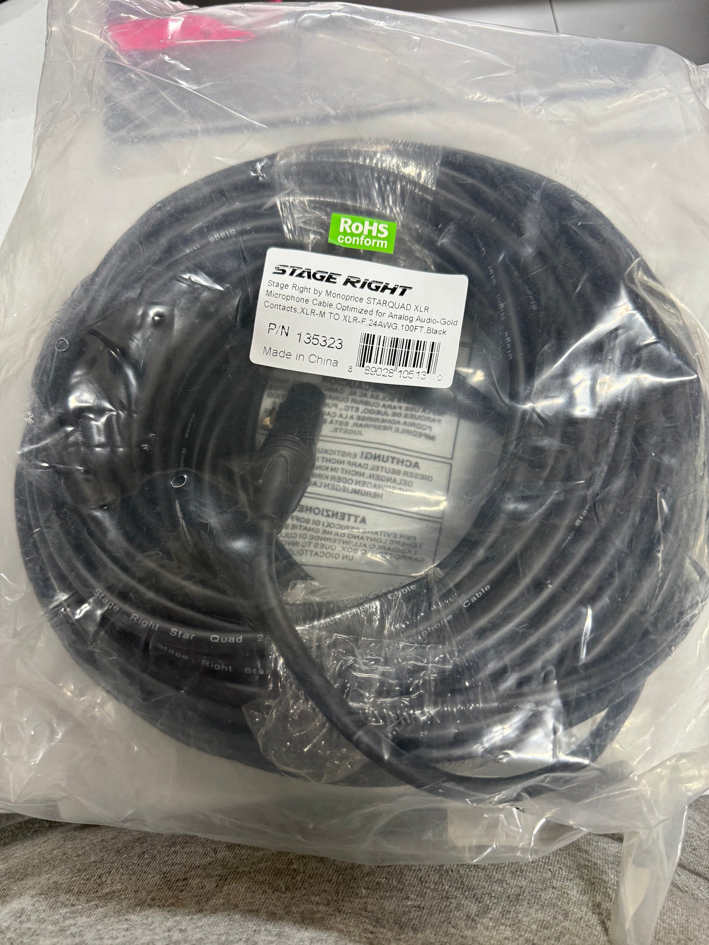 Stage Right Star-Quad XLR Cable, 100 ft