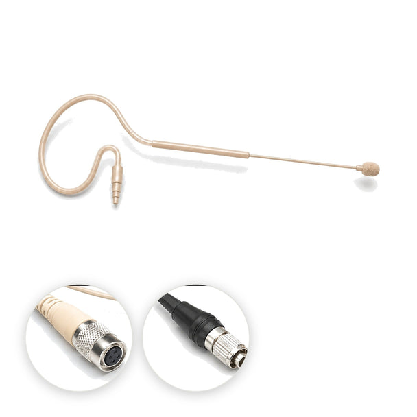 Bodymics earset microphone for Audio-Technica wireless with Audio-Technica cW-style connector (pre-2018 bodypacks) and Audio-Technica cH-style screw-down connector (2018 and later bodypacks)