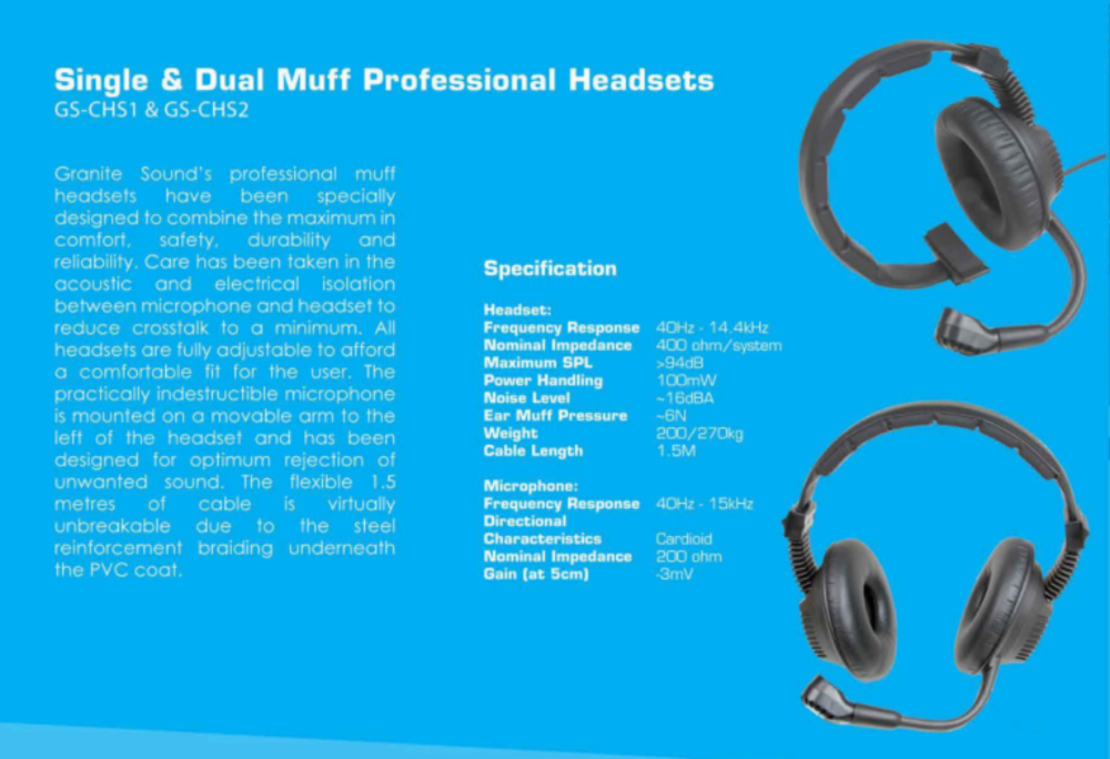 Granite Sound GS-CHS2 Dual-Muff Intercom Headset, view 2