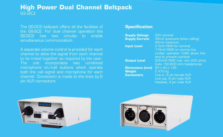 Granite Sound GS-DC2 Dual-Channel Beltpack, view 2