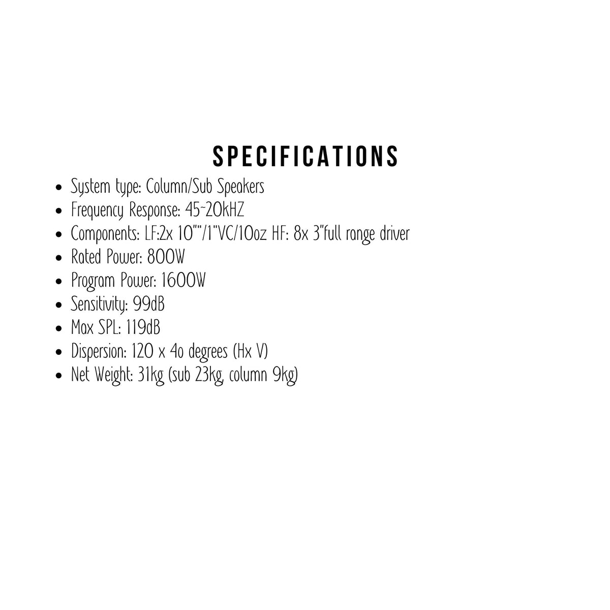 Creative Audio Bronte 83 specifications