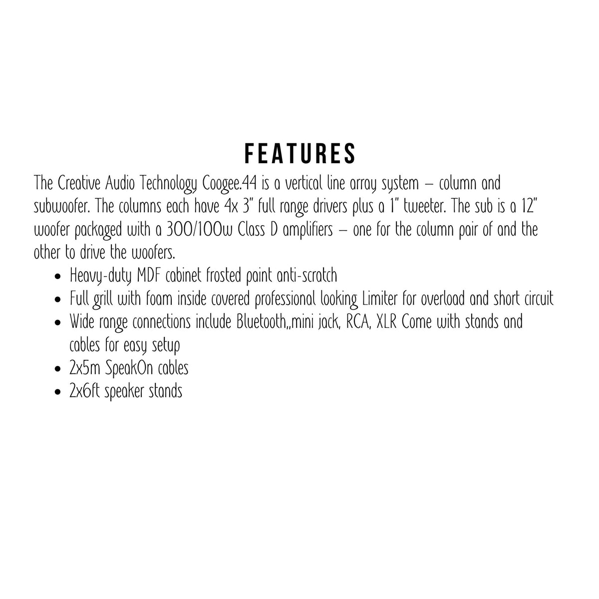 Creative Audio Coogee 44 features