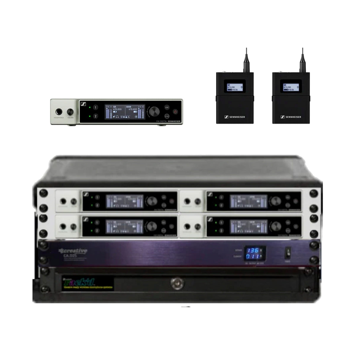 Sennheiser EW-DX Show-Ready 8-channel fly rack with bodypacks