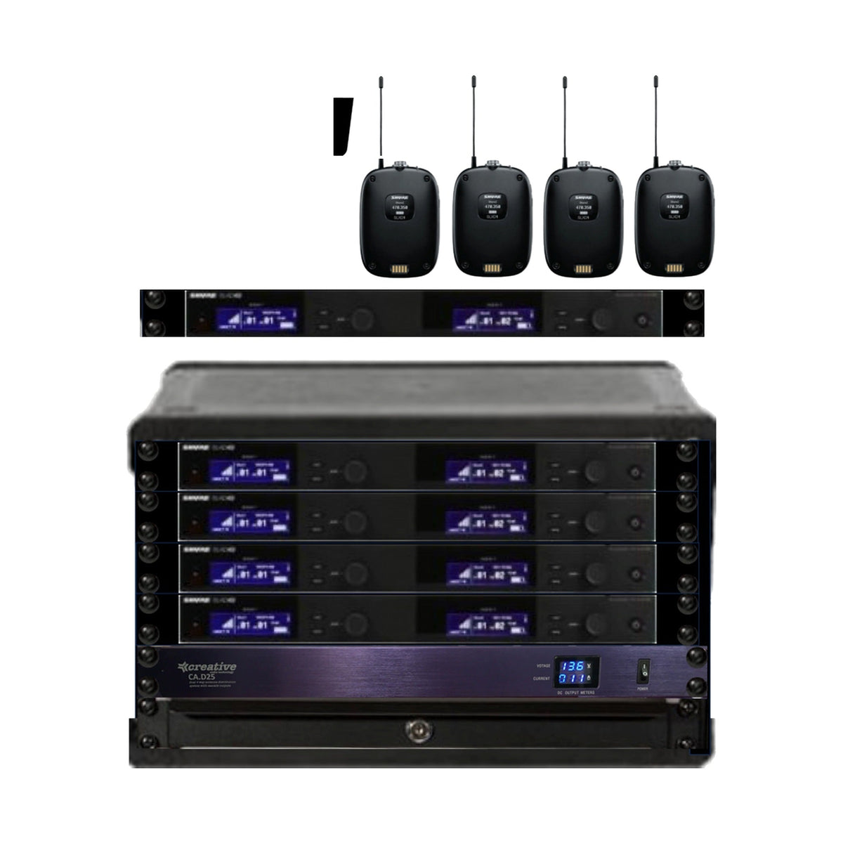 Shure SLX-D Show-Ready 8-channel fly rack with bodypacks